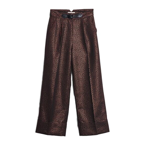 YARGICI Golden Brown Wide Leg Trouser Belt Detail Size 12 - Picture 2 of 12